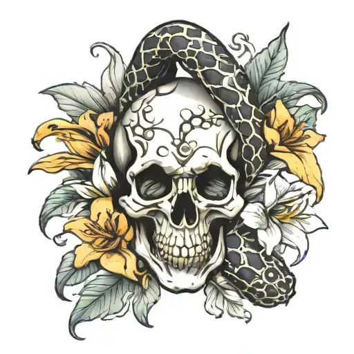 Snake Skull And Lilys
