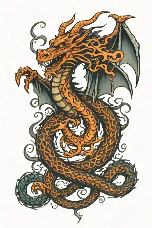 Dragon With Runes Intertwined