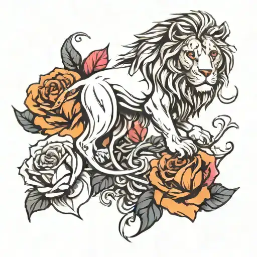 Lion Roses And Phnix