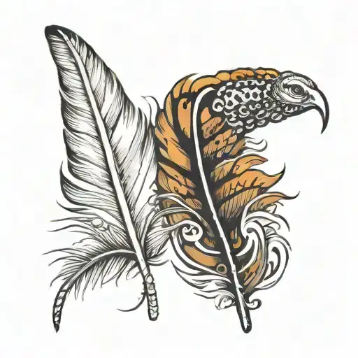 Turkey Tail Feather And Pheasant Feather