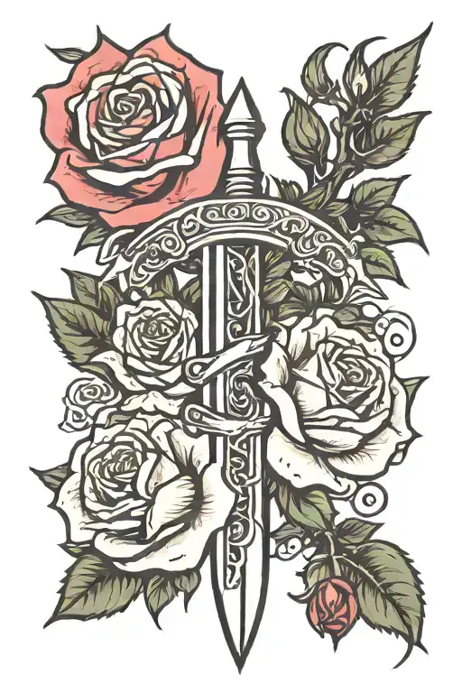 Dagger And Roses Intertwined