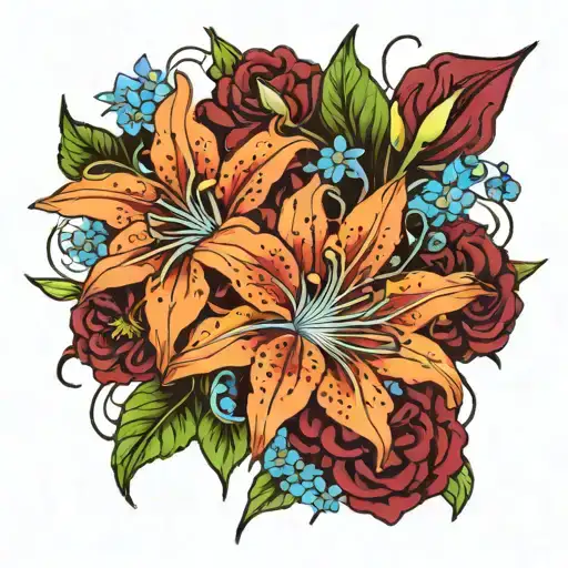 Spider Lilies And Forget Me Nots