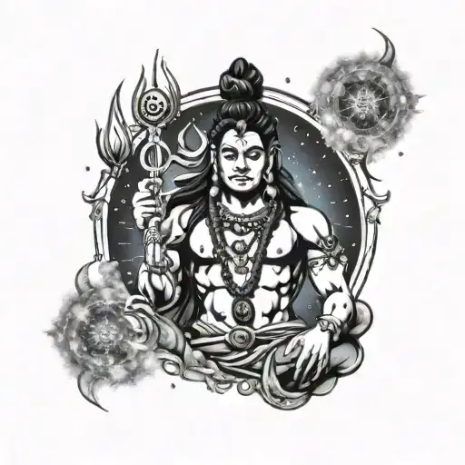 Azhimala Lord Shiva With Galaxy Full Back For Men Shade Picture