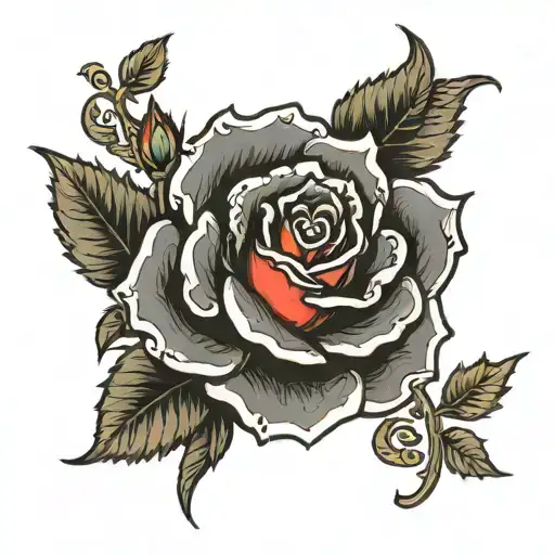 A Black Rose With A Roman Numbers