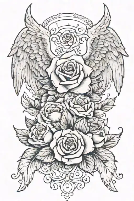 Angel Wings With Rose