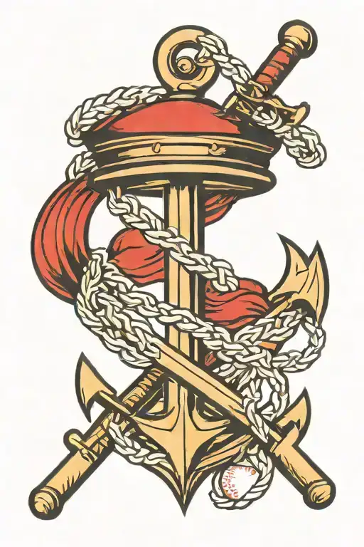 Baseball And Navy Anchor