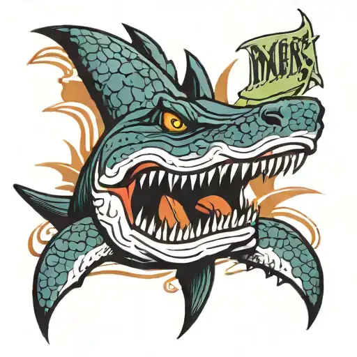 Shark Fighting A Crocodile