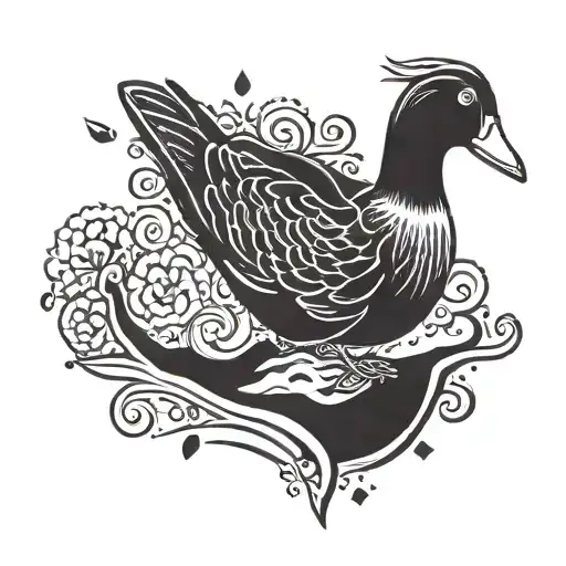 A Coots Lobed Footprint In A Black And White Flat Tattoo Design