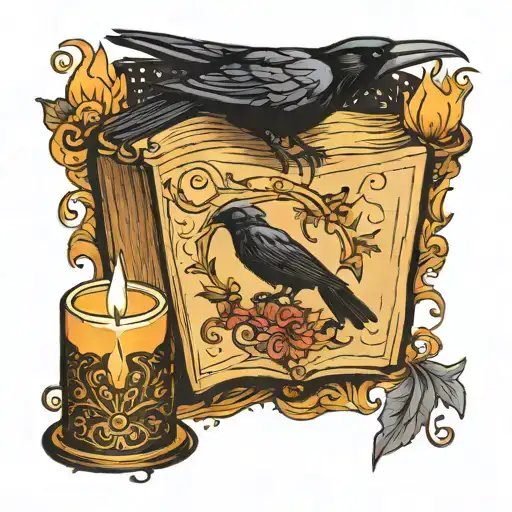 Raven Book Candle
