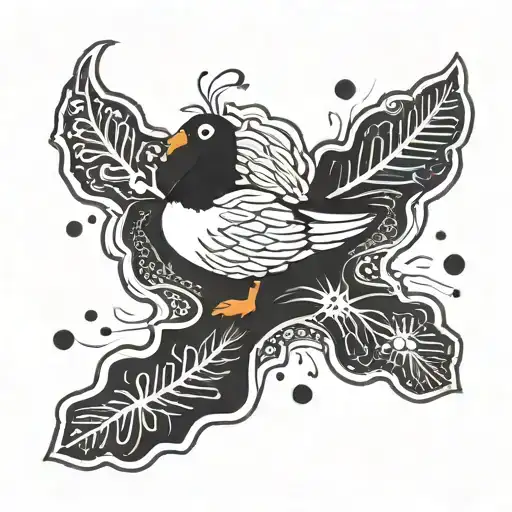 A Coots Lobed Footprint In A Black And White Flat Tattoo Design