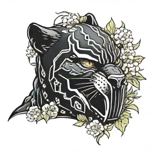 Surrounded By Dandelions There Is A Black Panther Playing A Football Helmet Shape Guitar