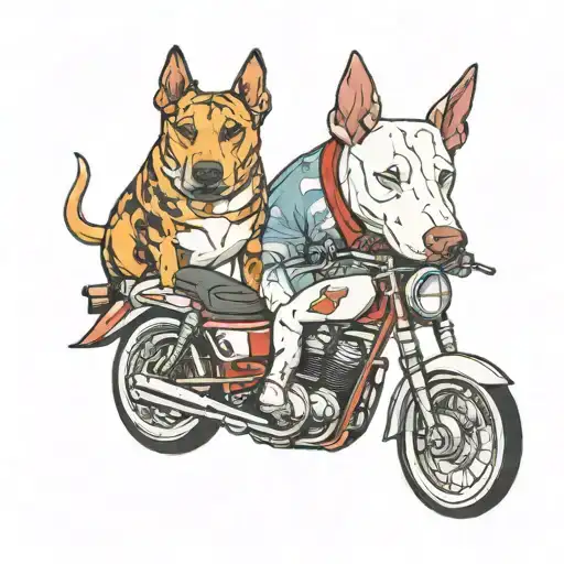 Motorbike And Bull Terrier
