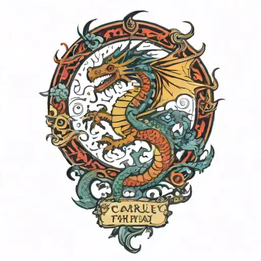 Dragon With Words Scarley Frenzy Under It