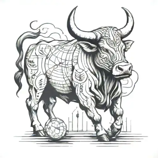 Bull And Charts Intertwined