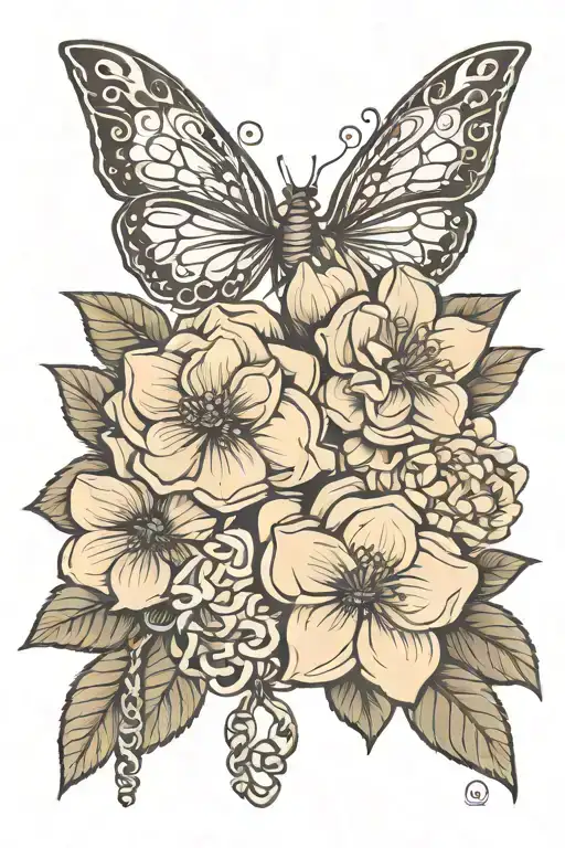 My Sisters Keeper With 3 Chain Links At The Bottom And A Medium Hydrangea Flower On The Left