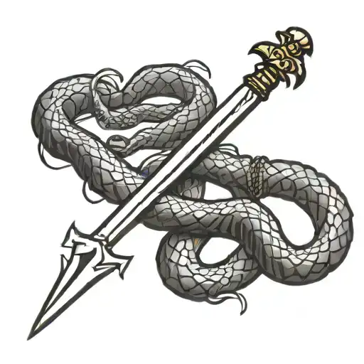 Snake And Chain Wrapped Around A Dagger