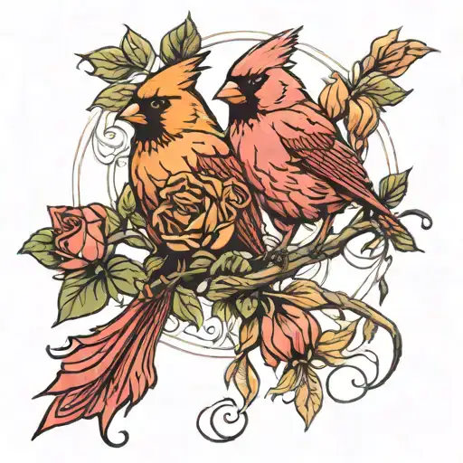 Roses Intertwined Cardinal Sitting Time Is Now
