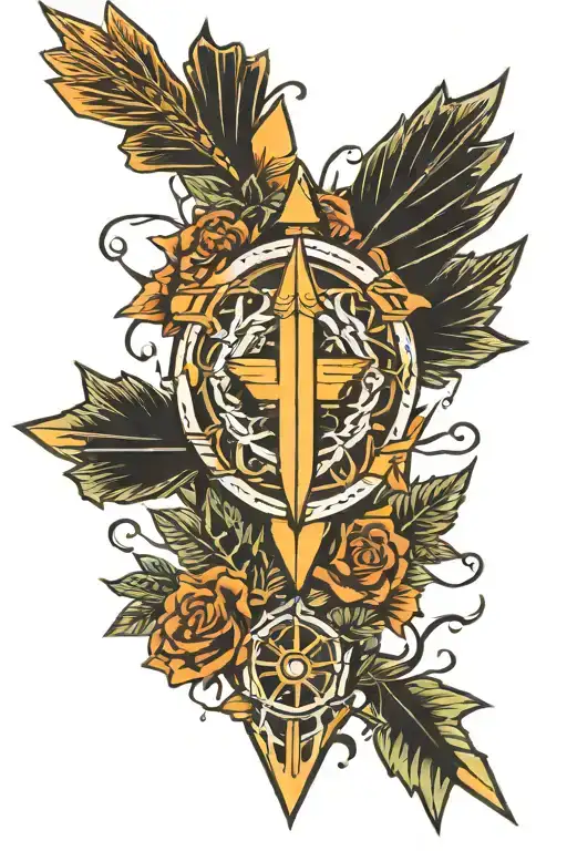 Arrow Flying With Pices Logo In The Middle