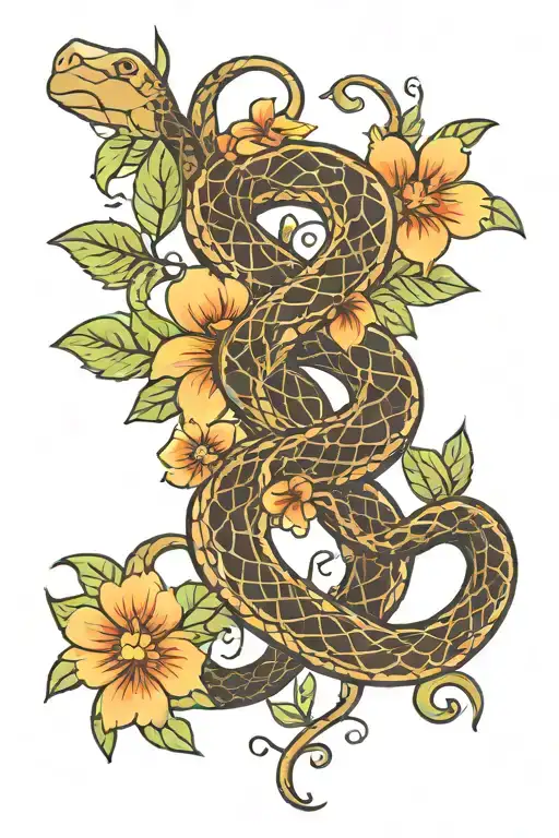 Flowers Snake Intertwined