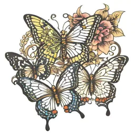 3 Butterflies 1 Butterfly With Angel Wing
