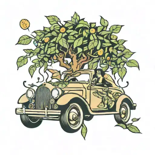 Girl Car Money Tree Growing