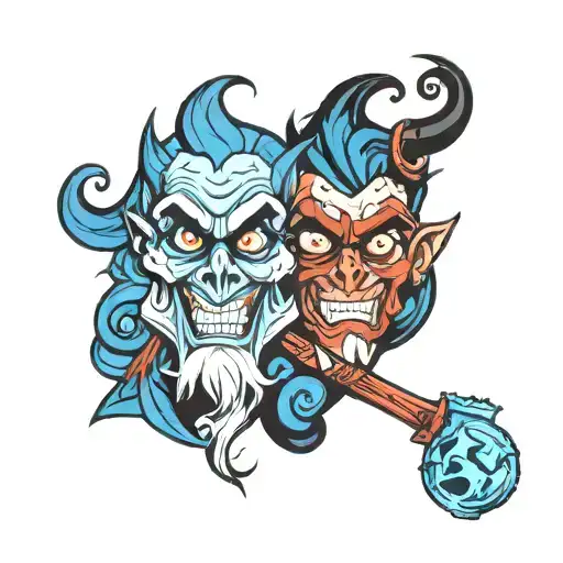 Disney Hades Split Half Red Half Blue Cartoon