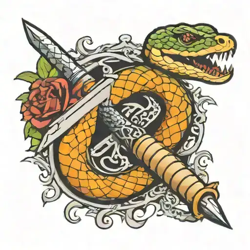 Snake Wrapped Around A Dagger With A Scroll With Death Before Dishonor