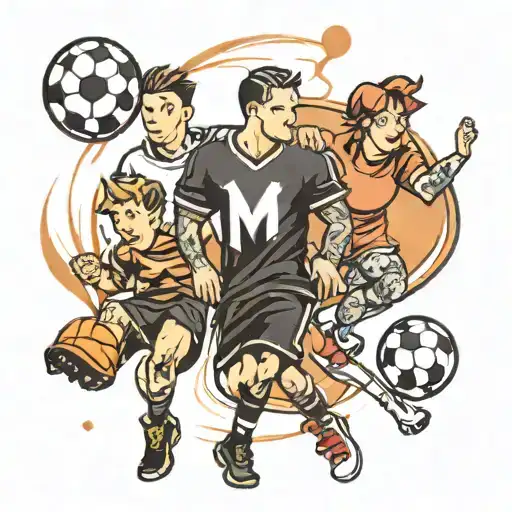 M And J With Soccer Ball