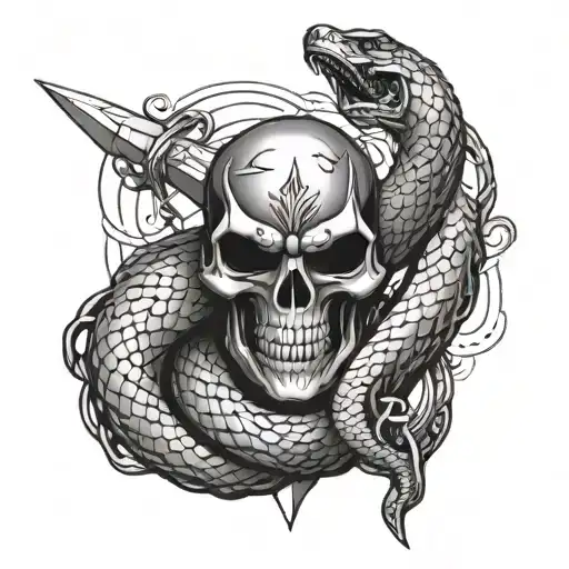 Snake And Wire Wrapped Down A Sword Symetrically