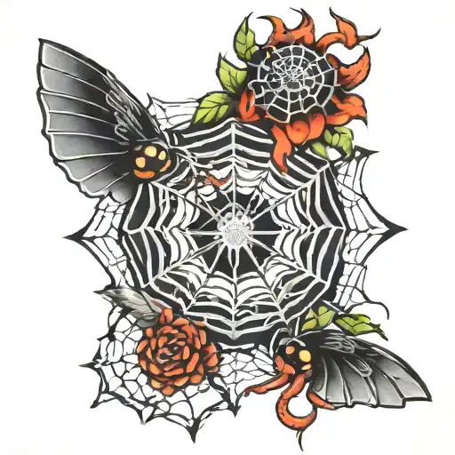 Seven Spider Webs Surrounding