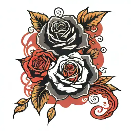 Black Roses & Red Roses Intertwined