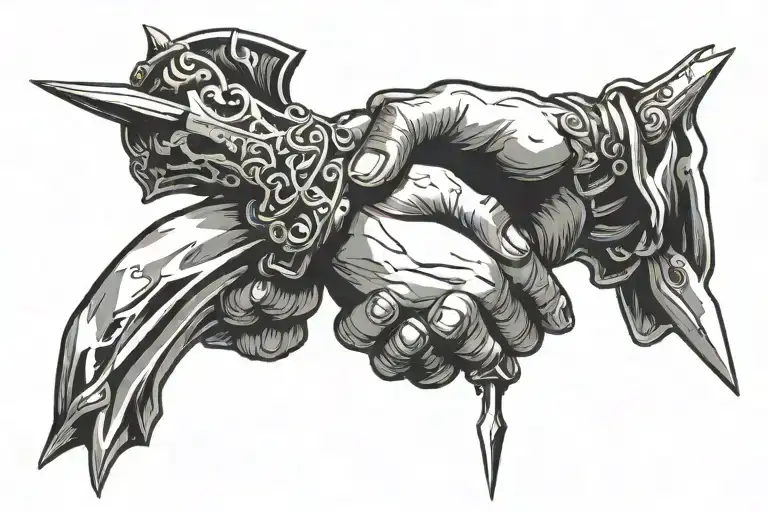 Hand Giving A Dagger To The Other Hand