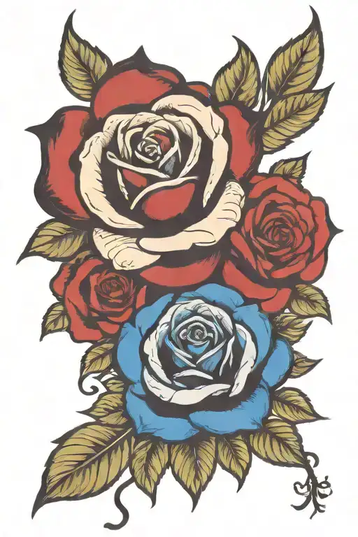 Black Rose Intertwined With Blue Rose