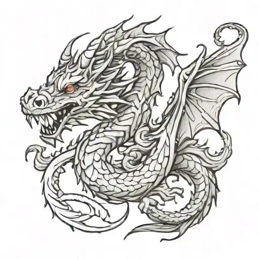 Draw A Sketch Of A Dragon Tattoo On A Girl's Thigh