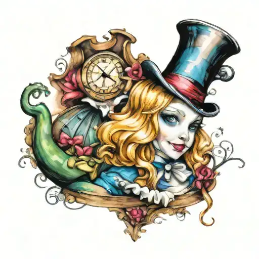 Watercolor Sketch Of Alice In Wonderland