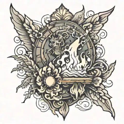 Granite With Detailed Weathering And Fire Coming From Behind