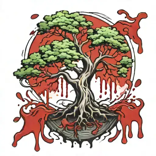 Tree And Blood Dripping