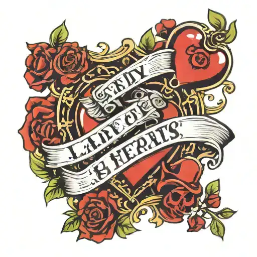 Lady Of Hearts Tattoo Card With The Text Memento Mori Text