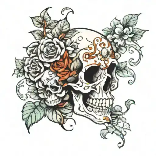 Flowers Vines Skull