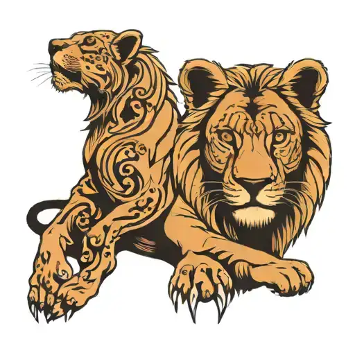 Lion Lioness Yin Yang Dog Paws