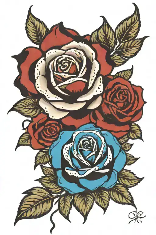 Black Rose Intertwined With Blue Rose