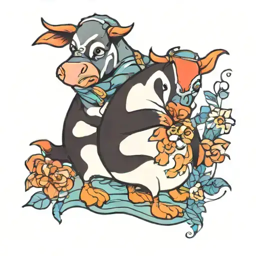 Penguin Hugging Cow