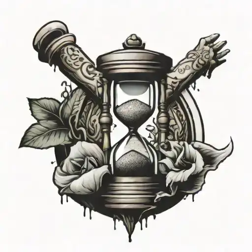 Hourglass With Hands Catching Sand