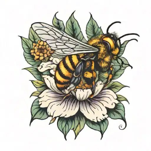 Arm Tattoo Bee On The Flower