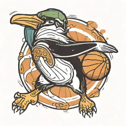 A Penguin Shooting A Basketball