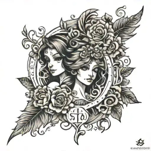 Daughter Names Incorporated Into The Design With Anime Stile Sofia & Bianca