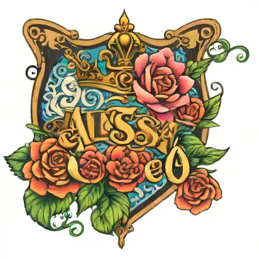 Princess Crown Surrounded By Flowers With The Name Alyssa