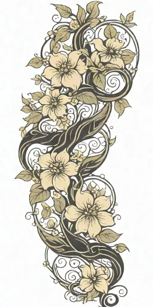 Flower Vine Intertwined Representing Family
