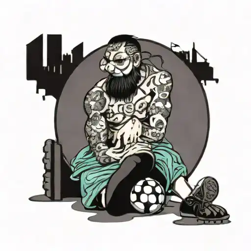 Man Without Shoes With Soccer Ball