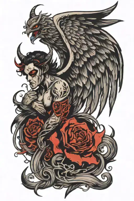 Half Angel Half Demon With Wings